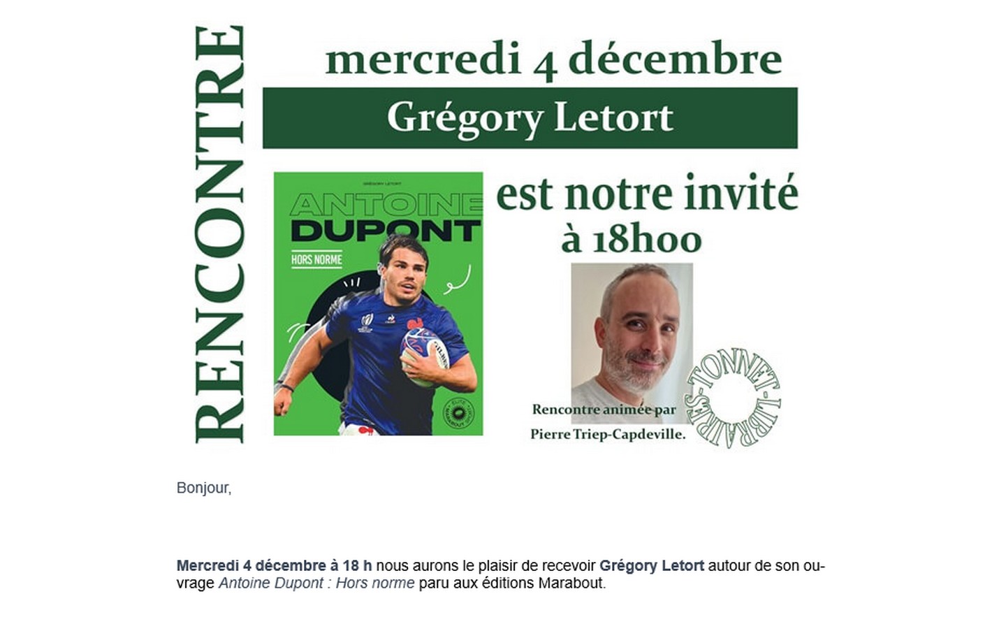 Tonnet: Rencontre avec Gregory Letort