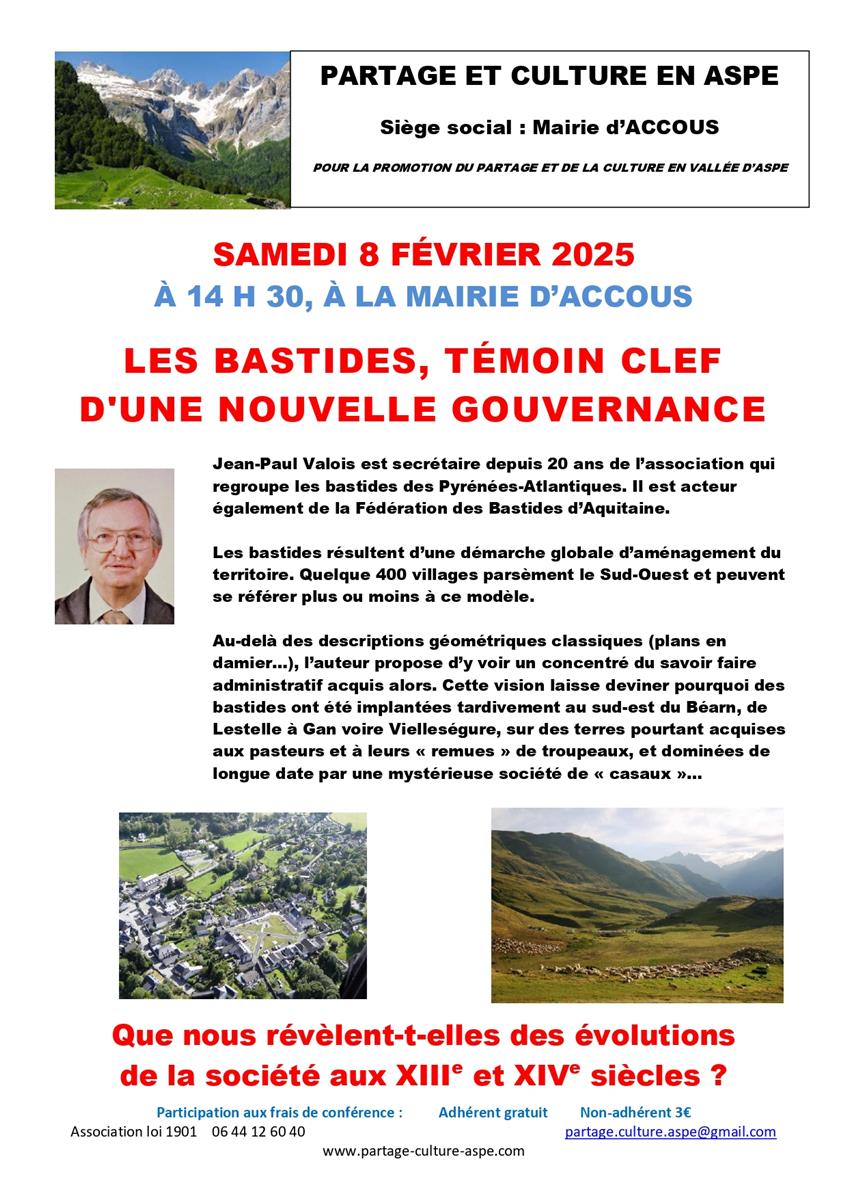 Conférence partage et culture : les bastides,  ...