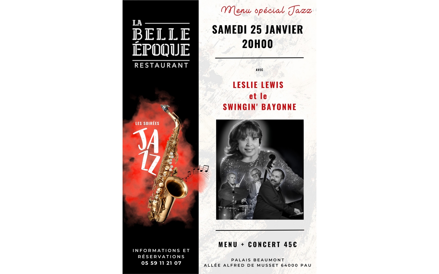 Soirée Jazz avec Leslie LEWIS et le SWINGIN' B ...