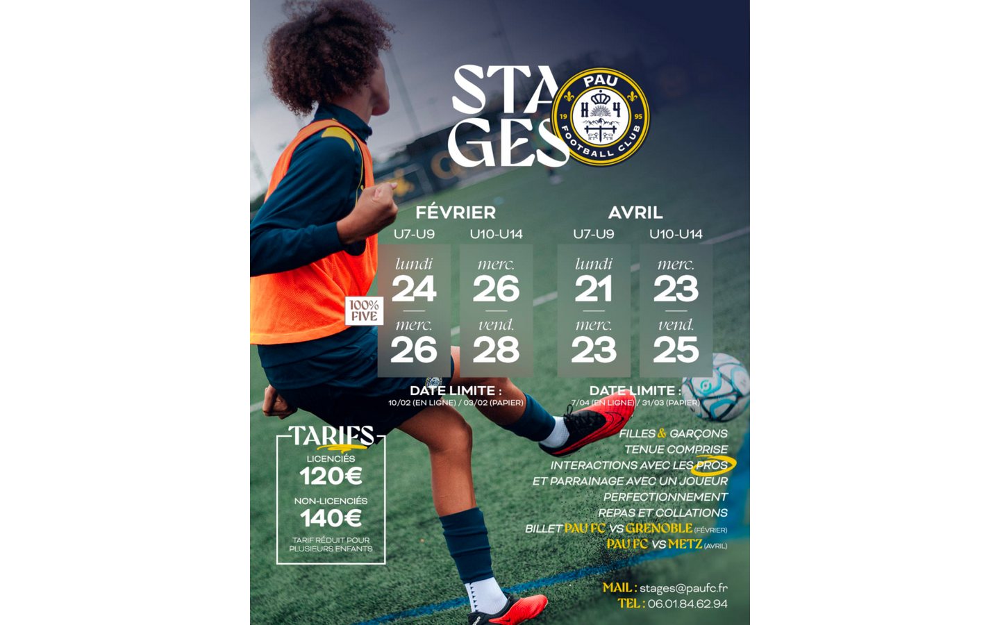 Stage football PAUFC Academy- Vacances d'Avril